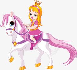梦幻色彩的卡通公主骑马的素材