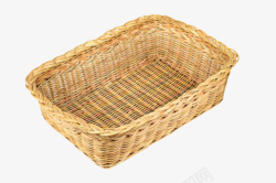 棕色容器长方形的篮子编织物实物素材