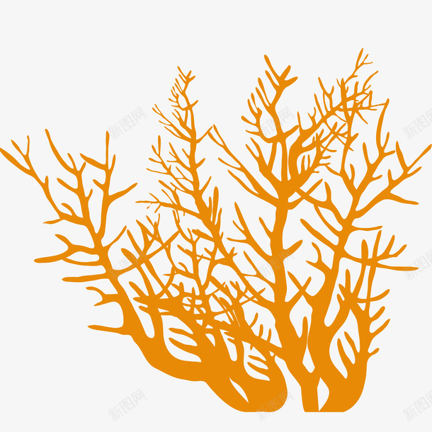 橙色珊瑚插画矢量图ai免抠素材_88icon https://88icon.com 橙色珊瑚矢量插画 海水 海洋生物 珊瑚 礁石 阳光 矢量图