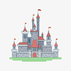 手绘城堡建筑插画装饰矢量图素材
