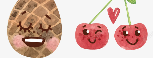 可爱的彩绘带有表情的水果素矢量图ai免抠素材_88icon https://88icon.com 可爱 可爱的彩绘带有表情的水果矢量素材免费下载 彩绘 彩色 梨子 水彩肌理 水果 草莓 表情 矢量图
