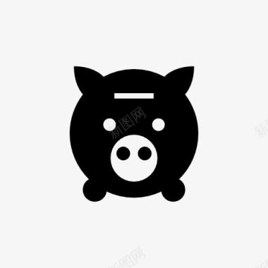 黑色简洁猪存钱罐剪影图标图标