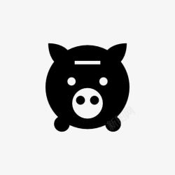 黑色存钱罐黑色简洁猪存钱罐剪影图标高清图片