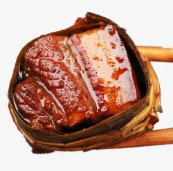筷子夹着一块红烧肉素材