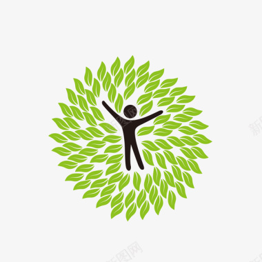 人物logo树叶围绕着人矢量图图标图标