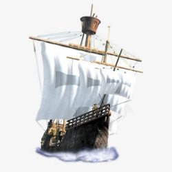 中国风白色海上帆船素材
