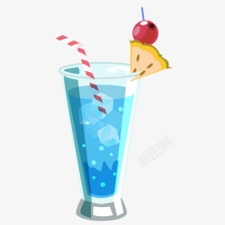 冰块抠图手绘蓝色鸡尾酒矢量图高清图片