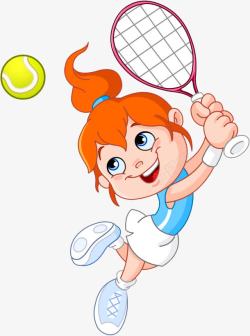 卡通打网球女孩素材