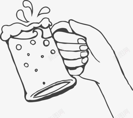 卡通啤酒易拉罐手拿啤酒图标图标
