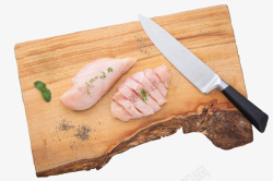 切鸡胸肉实物饮食案板切好的鸡胸肉高清图片