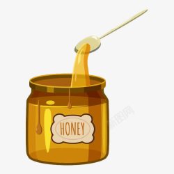 黄色手绘蜂蜜罐素材