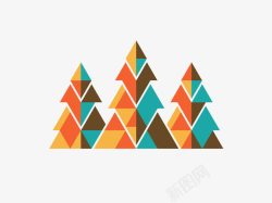 松柏树三角形几何高清图片