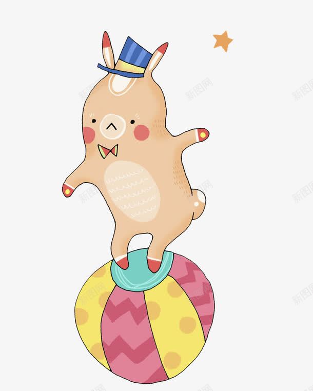皮球上的动物png免抠素材_88icon https://88icon.com 动物 卡通 可爱的 小猪 杂技师 玩耍的 皮球