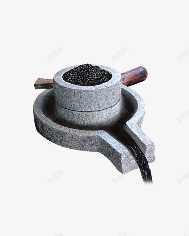 石磨黑豆png免抠素材_88icon https://88icon.com 石磨 磨盘 黑豆
