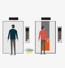 两个按钮等电梯的两个男士高清图片