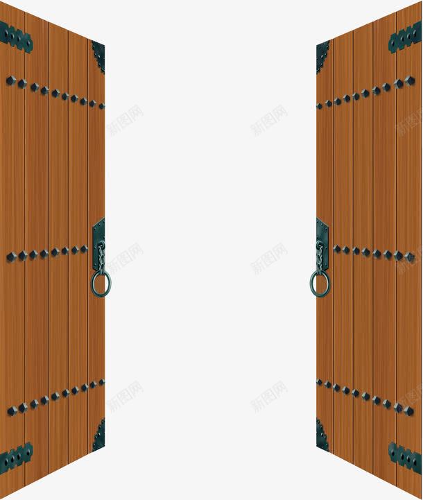 手绘黄色中国风木门png免抠素材_88icon https://88icon.com 中国风 建材 建筑材料 扁平化 扁平化门 手绘 木门 门 门环 黄色