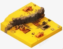 小模型岛屿3D卡通金矿高清图片