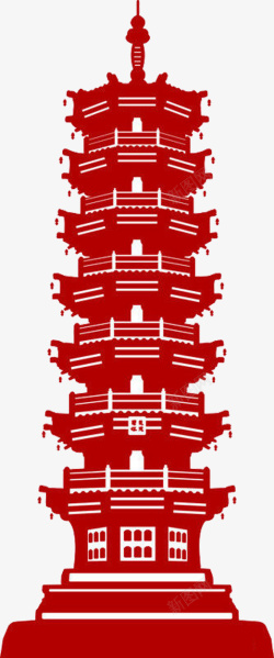红色塔红色高层塔楼高清图片
