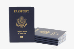 蓝色叠起来的美国护照实物素材