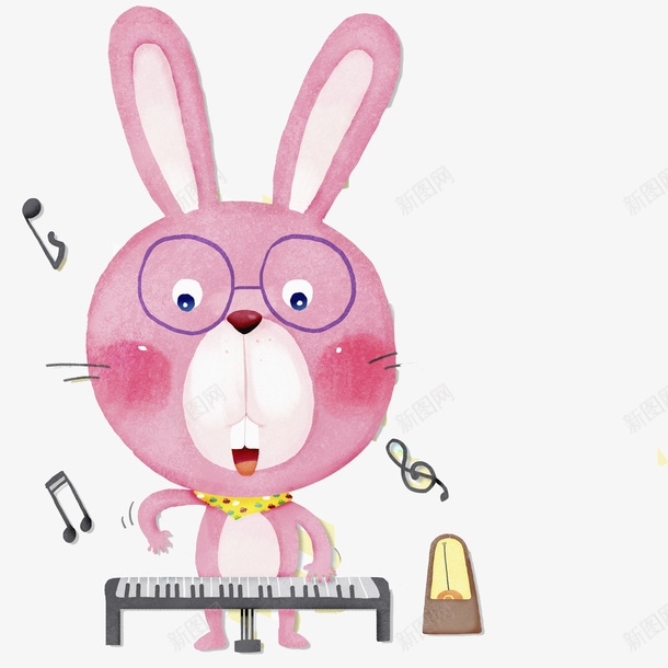 一只弹钢琴的小兔子png免抠素材_88icon https://88icon.com 兔子 卡通 唱歌 手绘 新年兔子 眼镜 粉色 钢琴 音乐