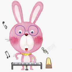 微笑着弹钢琴一只弹钢琴的小兔子高清图片
