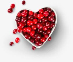 心形碗装红色饱满蔓越莓素材