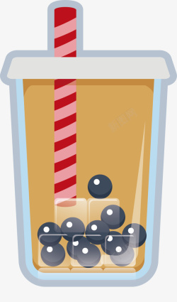 珍珠奶茶图片下载咖啡色卡通美味奶茶高清图片