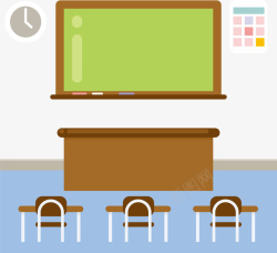 教室黑板讲台与课桌素材