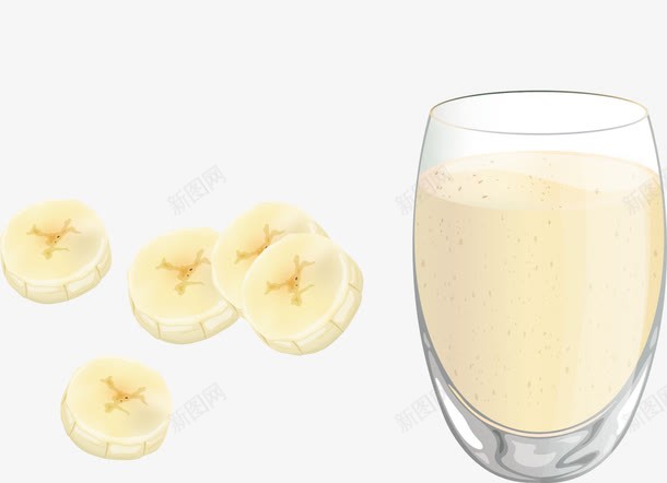 香蕉牛奶png免抠素材_88icon https://88icon.com 产品合格证 奶牛 水果 玻璃杯 透明