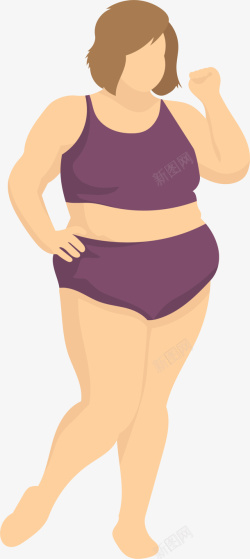 减肥运动紫衣胖女孩素材