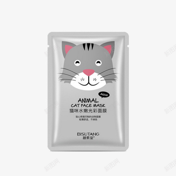 猫咪水嫩光彩面膜png免抠素材_88icon https://88icon.com 产品实物 光彩 动物面膜 水嫩 灰色包装 猫咪 美白