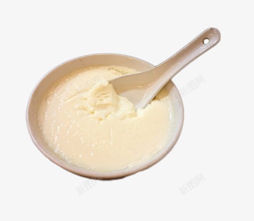 碗中的双皮奶片png免抠素材_88icon https://88icon.com 勺子 双皮奶 奶制品
