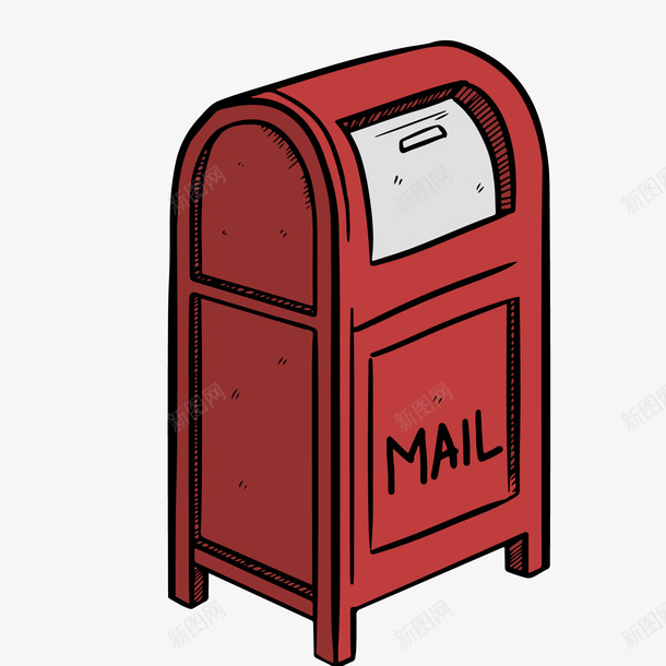 红色的复古的信箱矢量图ai免抠素材_88icon https://88icon.com 书信 信件 信箱 寄信 往来 意见箱 手绘 欧式信箱 矢量图 红色 邮件