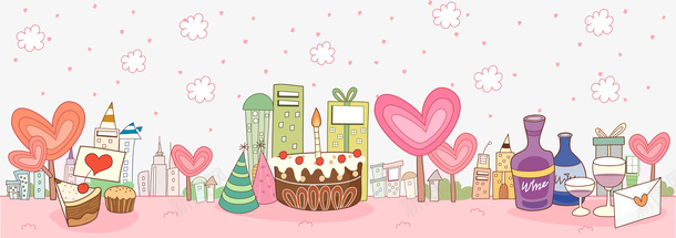 粉色生日晚会插画海报png免抠素材_88icon https://88icon.com 插画海报 晚会海报 生日 粉色