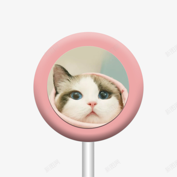 粉色糖果猫咪png免抠素材_88icon https://88icon.com 圆形 棒棒糖 猫咪 粉色 糖果