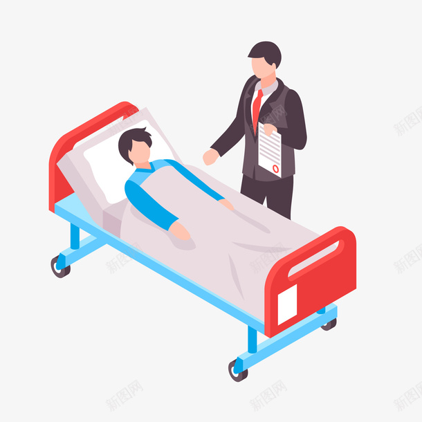 躺在病床上的人png免抠素材_88icon https://88icon.com 卡通人物 卡通病人 病床 背景装饰