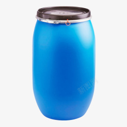 蓝色反光密封的大桶塑胶制品实物素材