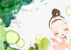 黄瓜片卡通面膜女孩高清图片
