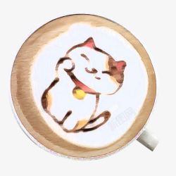 手绘小猫咖啡拉花素材