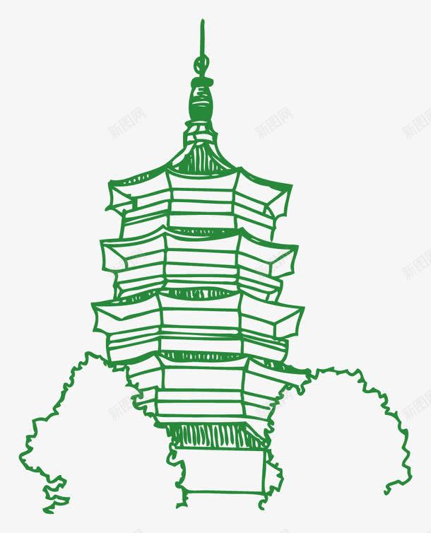 杭州标志性建筑线稿png免抠素材_88icon https://88icon.com 宝塔 建筑 杭州 标志性 线稿