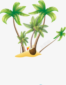 夏日美景手绘夏威夷椰树矢量图高清图片