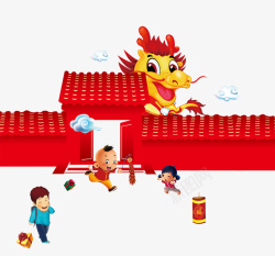 中国风新年玩耍的孩子素材