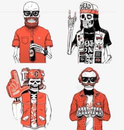 创意四个嘻哈时尚骷髅人素材