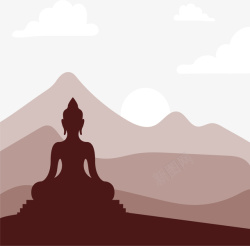 禅坐佛教佛祖山中佛像高清图片