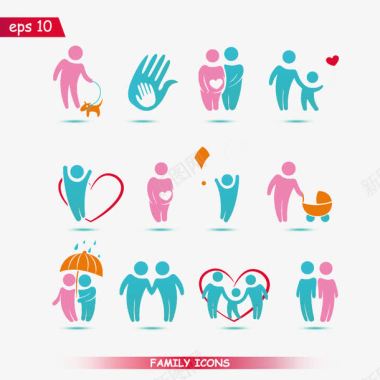 爱要大声说彩色和谐家庭logo图标图标