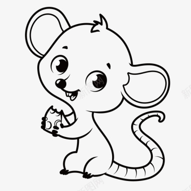 简笔画手绘的小老鼠图标图标