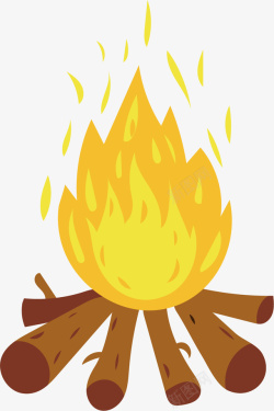 柴火手绘燃烧的火堆高清图片