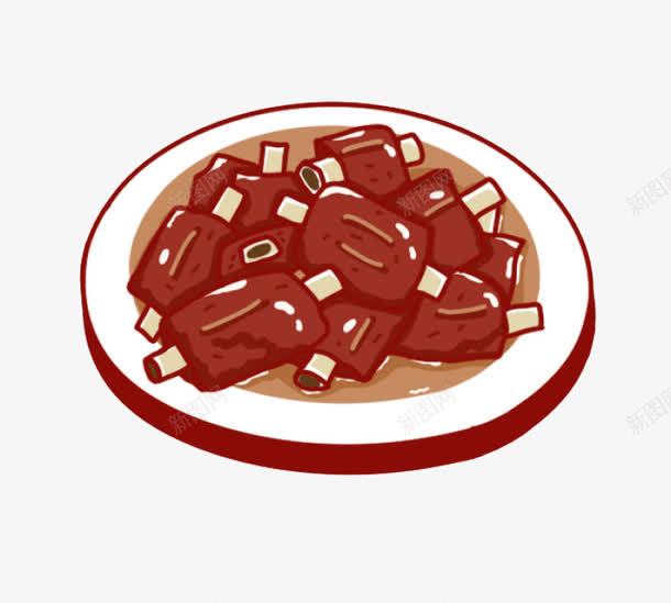 卡通排骨png免抠素材_88icon https://88icon.com 卡通 手绘 手绘菜式 盘子 简图 糖醋排骨 肉类 菜 食物