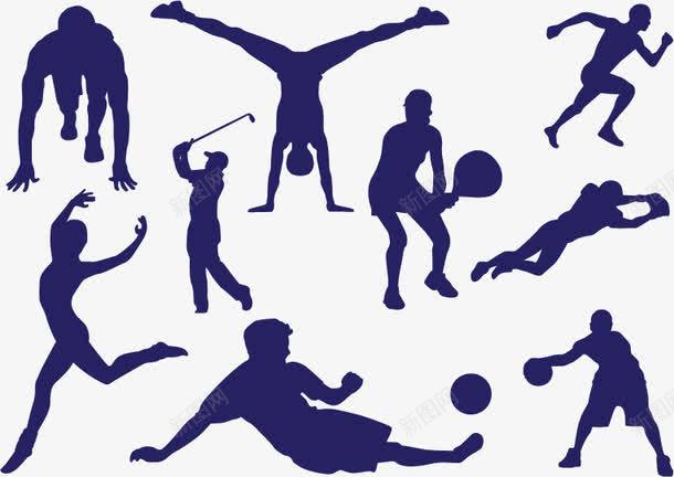 运动健身剪影png免抠素材_88icon https://88icon.com png图片素材 免费png素材 排球 篮球 舞蹈 跑步 踢球 运动人