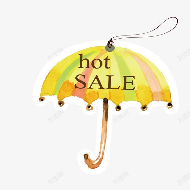 hotsale促销标签png免抠素材_88icon https://88icon.com hotsale 卡通 可爱 水彩 雨伞
